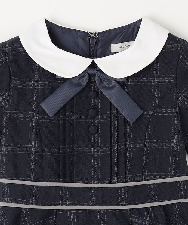 ANY KIDS ボレロ付き ワンピース グレー×ネイビーチェック