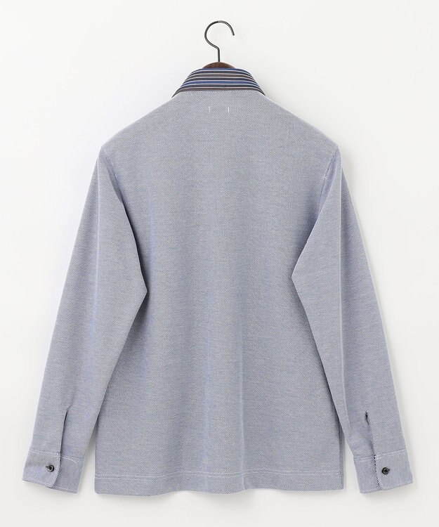 JOSEPH ABBOUD 【キングサイズ・オーガニックコットン】長袖ダディポロシャツ ブルー系