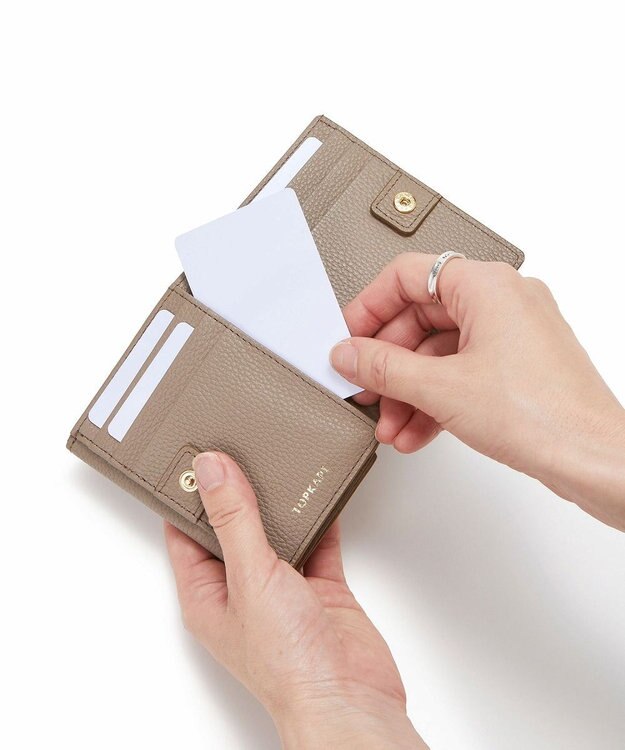 TOPKAPI 【TOPKAPI】gemdrops ジェムドロップ ミニエンボスレザー 天然石 二つ折り 財布 ミディアムグレー