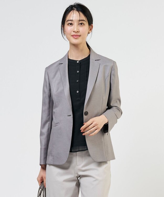 J.PRESS LADIES L 【定番人気・セットアップ対応】OXIJEWEL ストレッチ テーラード ジャケット グレー系