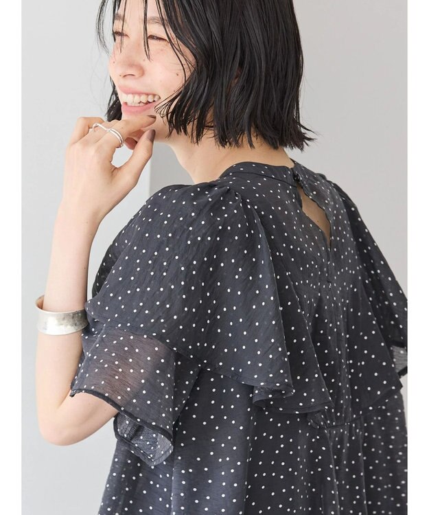 AMERICAN HOLIC 接触冷感シアーフリルブラウス Dot