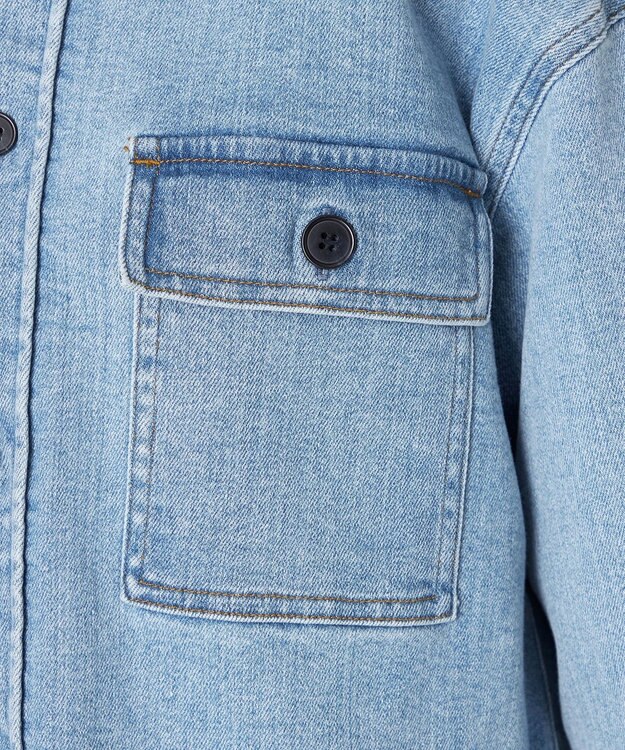 NAVE 【ReNAVE　洗える】ストレッチデニム シャツ アイスブルー系