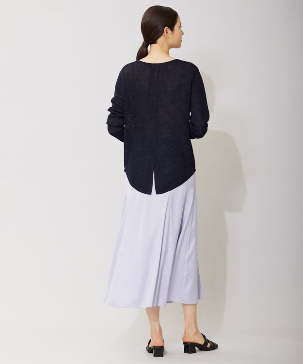 ICB 【WEB限定カラーあり・洗える】ペーパーブレンドシャインニット プルオーバー ネイビー系