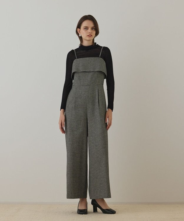 GRACE CONTINENTAL チドリツイードサロペット ブラック