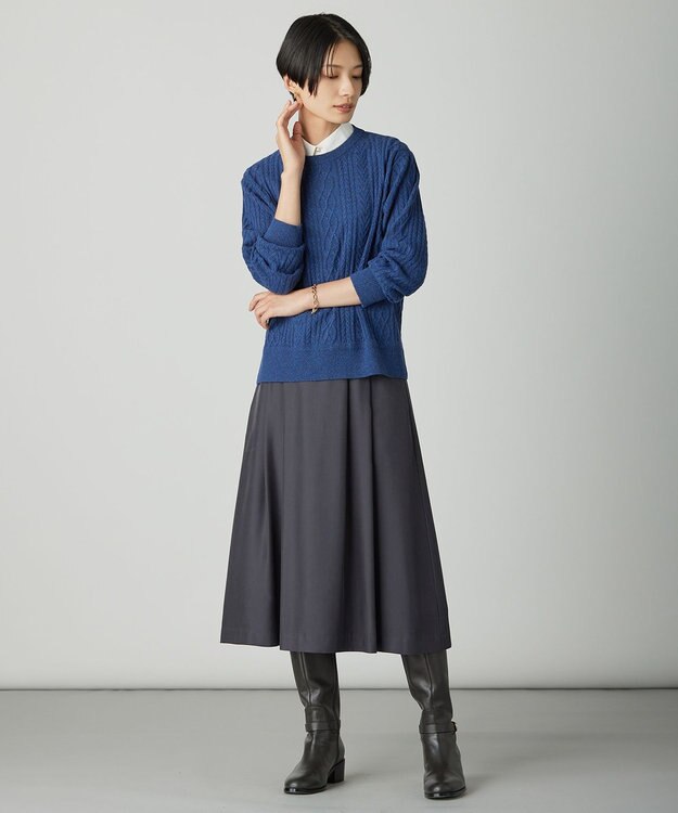 J.PRESS LADIES NEP クルーネック ケーブルニット ブルー系