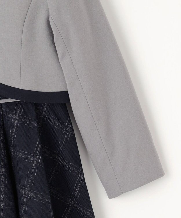 ANY KIDS ボレロ付き ワンピース グレー×ネイビーチェック