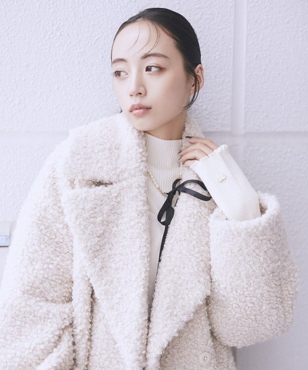 earth music&ecology ハートプレートリブニットプルオーバー Ivory