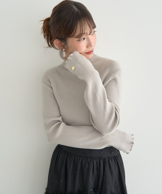 earth music&ecology ハートプレートリブニットプルオーバー Gray