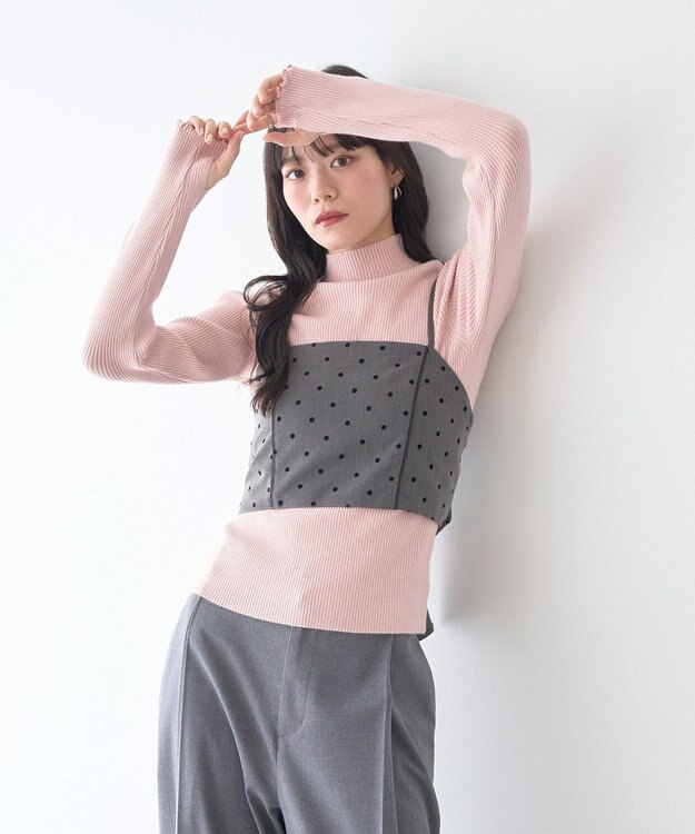 earth music&ecology ハートプレートリブニットプルオーバー Pink