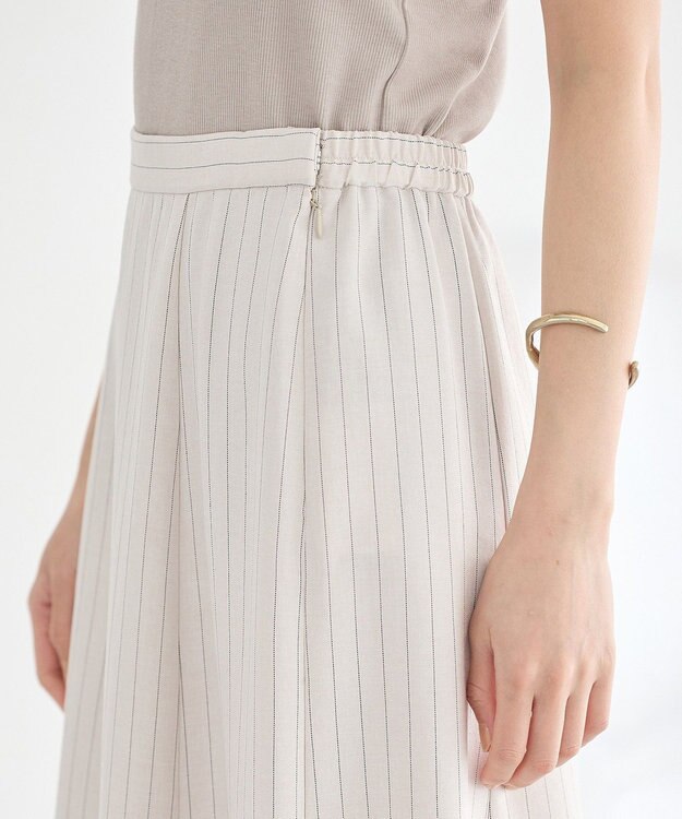 earth music&ecology 【セットアップ対応】キリカエフレアスカート Stripe Ivory