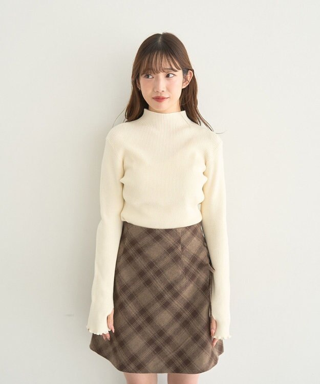 earth music&ecology ハートプレートリブニットプルオーバー Ivory