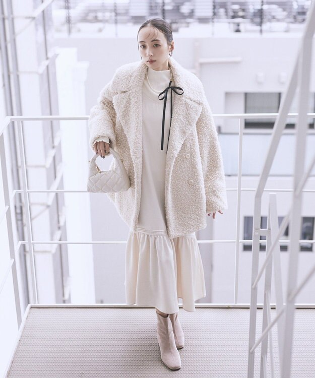 earth music&ecology ハートプレートリブニットプルオーバー Ivory