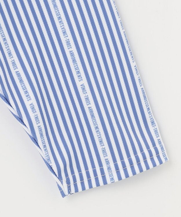 23区GOLF 【キングサイズ】ロゴストライプ 長袖シャツ サックスブルー系2