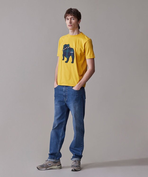 J.PRESS MEN 新色登場！【毎シーズン大好評】【UNISEX】ファブリックワッペン バックブルTシャツ イエロー系