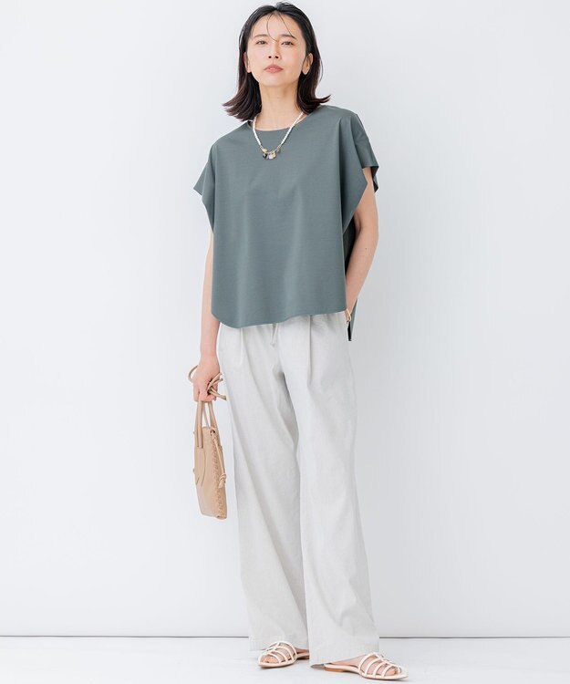 23区 L 【STORY7月号掲載/洗える】リネンヴィスコースストレッチ ドロスト パンツ ベージュ系