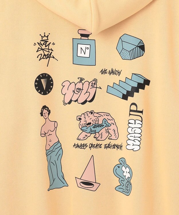 NAVE 【xNAVE】Six Sence Recordコラボ グラフィックフーディスウェット ライトイエロー系