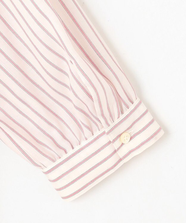 J.PRESS LADIES L 【洗える】ウォッシャブルキュプラツイル シャツ ホワイト×ピンク系