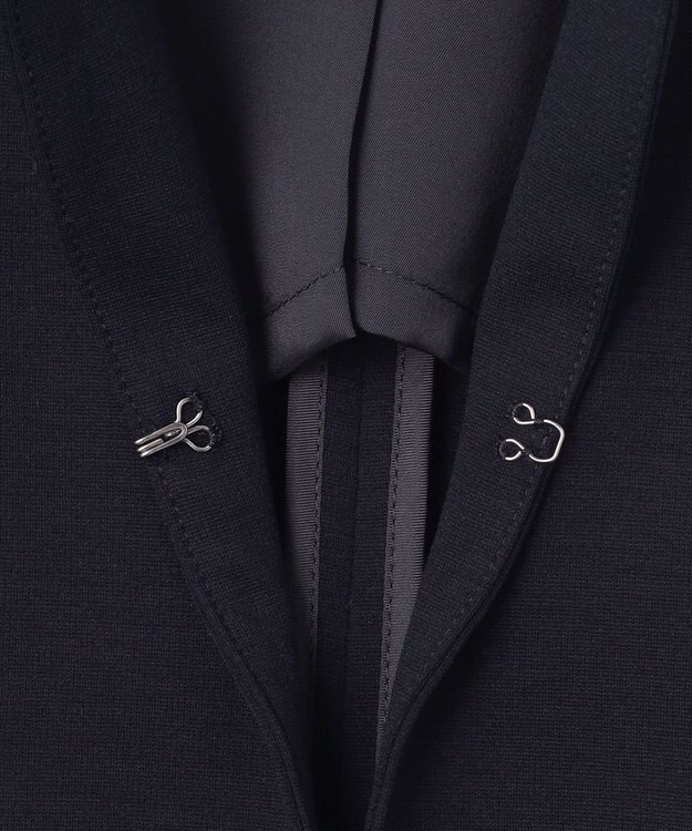 J.PRESS LADIES L 【洗える・UVカット】 アルファクロスジャージー ノーカラー ジャケット ネイビー系