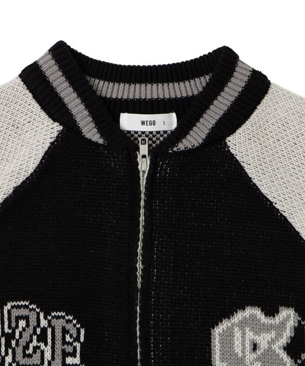 WEGO 【ユニセックス着用ITEM/MLサイズ展開】ジャガードニットスタジャン ブラック