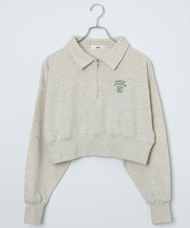WEGO ハーフZIP襟付きショートスウェット オートミール