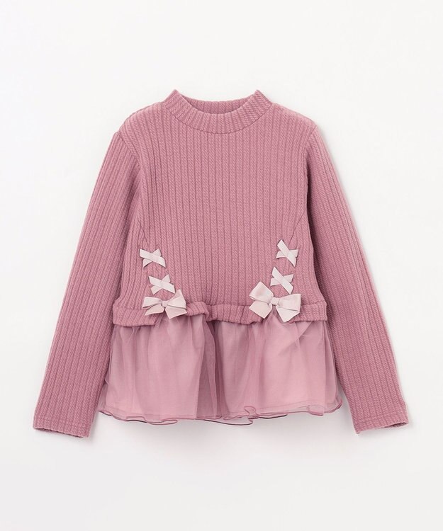 ANY KIDS 表起毛 レースアップ チュニック ピンク