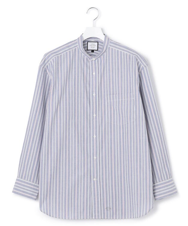 J.PRESS YORK STREET 【UNISEX】バンドカラー　ストライプシャツ ネイビー系1