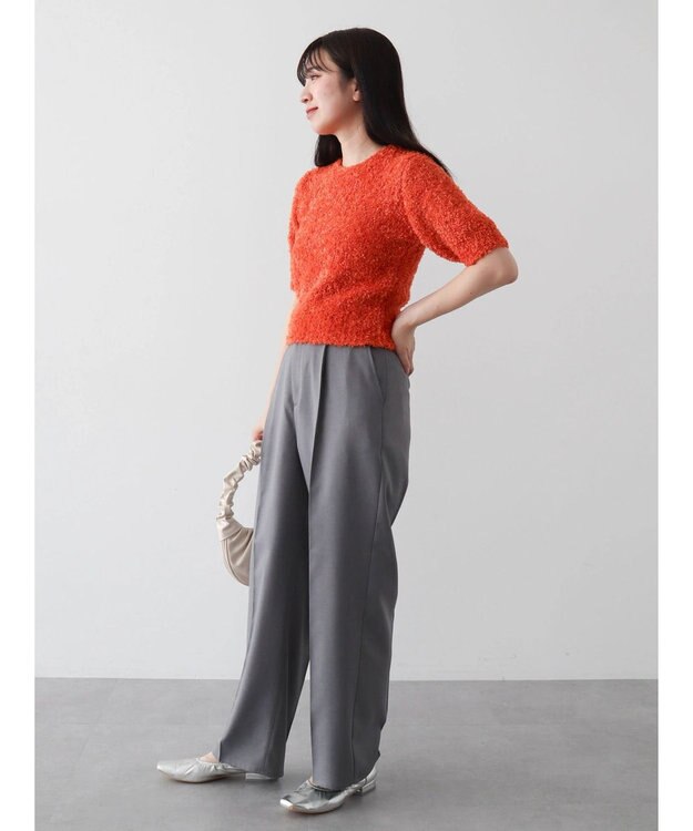 Green Parks テープヤーン半袖ニットプルオーバー Orange