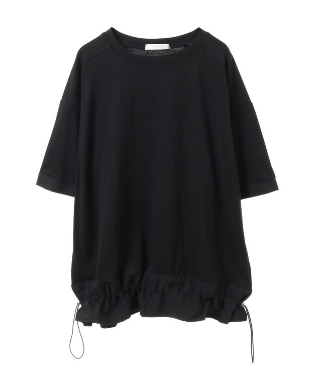 Green Parks 裾ドロスト５分袖ドッキングチュニック Black