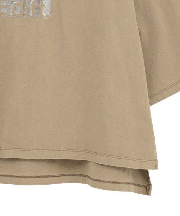 YECCA VECCA ヴィンテージ風箔プリントロゴTee Dark Beige