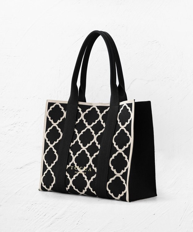 TOCCA 【大人百花掲載】【A4サイズ対応】CHECKER CLOVER KNITBAG ニットバッグ ブラック系