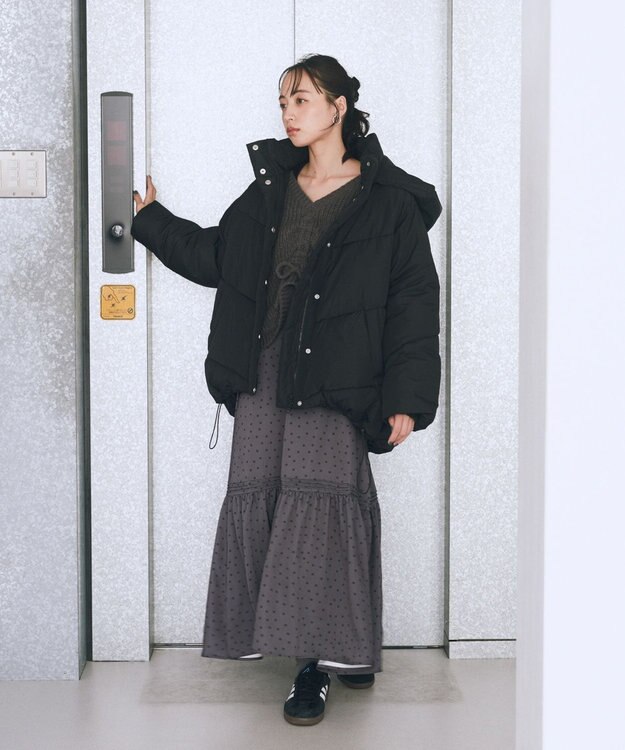 earth music&ecology 2WAYパファーブルゾン Black