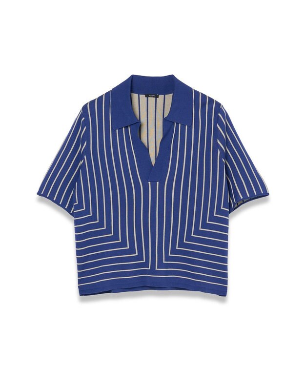 JOSEPH 【洗える】ジオメトリックジャガード　ニットトップス Cobalt / Affogato