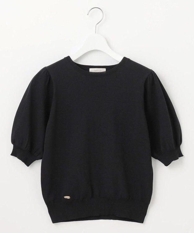 Feroux 【接触冷感・UVカット・洗える】クルーネックハーフスリーブ プルオーバー ブラック系