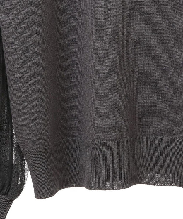 Green Parks 袖チュールマジョリカドッキングニットプルオーバー Gray