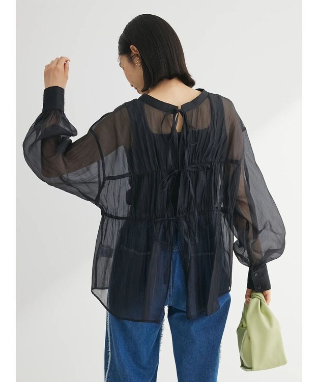 Green Parks ・ＥＬＥＮＣＡＲＥ　ＤＵＥ　シアーバックリボンチュニック Black