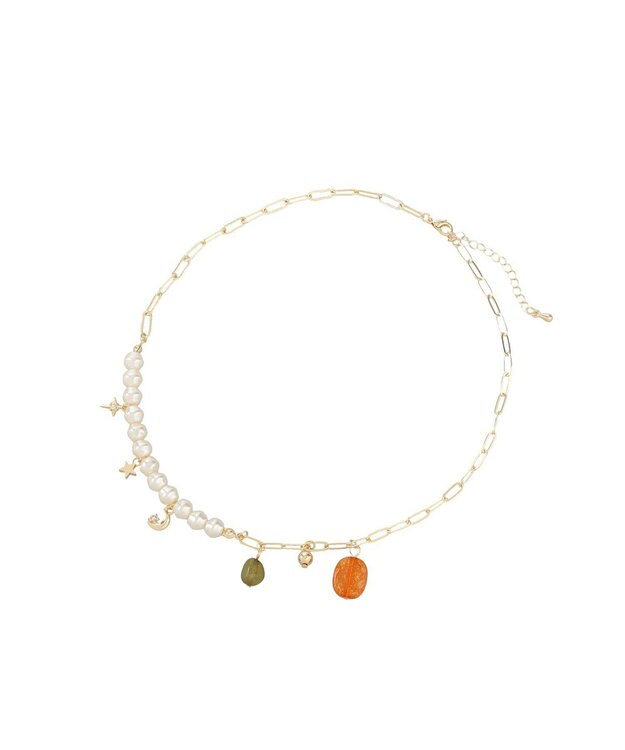 earth music&ecology パールＭＩＸチャームネックレス Silver