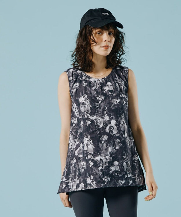 San-ai Resort（三愛水着楽園） 【水陸両用】　プリントカップ付きトップス　M・L　【Reir（レイール）】 ブラック