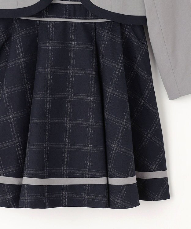 ANY KIDS ボレロ付き ワンピース グレー×ネイビーチェック