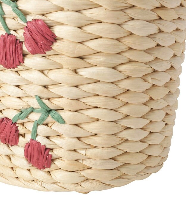 Maison de FLEUR チェリー刺繍メイズカゴバッグ Red