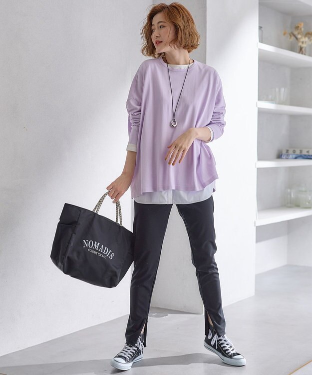 23区 【洗える】プレミアムビオコットン ビッグシルエット ニット ライラック系