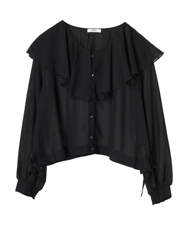 earth music&ecology ラッフルシアードロストブラウス Black
