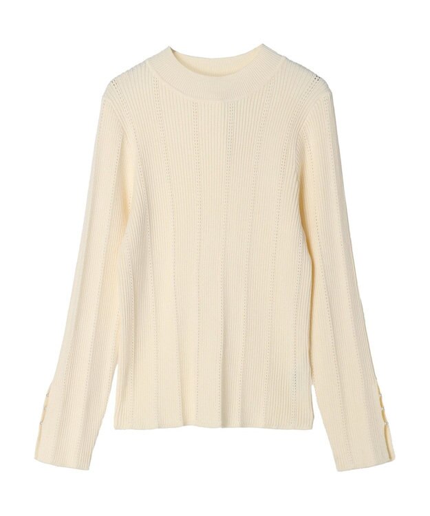 earth music&ecology 袖パールハイネックリブプルオーバー Off White