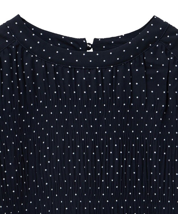 earth music&ecology マジョリカプリーツ半袖ブラウス Dot Navy