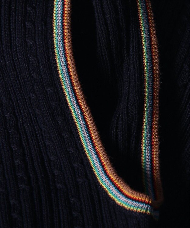 Paul Smith ストライプポイント Vネックニット ネイビー