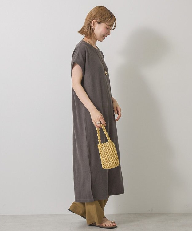 AMERICAN HOLIC ワッフルサイドスリット半袖ワンピース Charcoal Gray