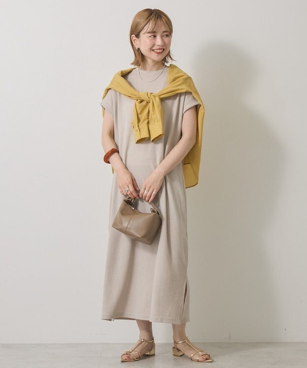 AMERICAN HOLIC ワッフルサイドスリット半袖ワンピース Beige