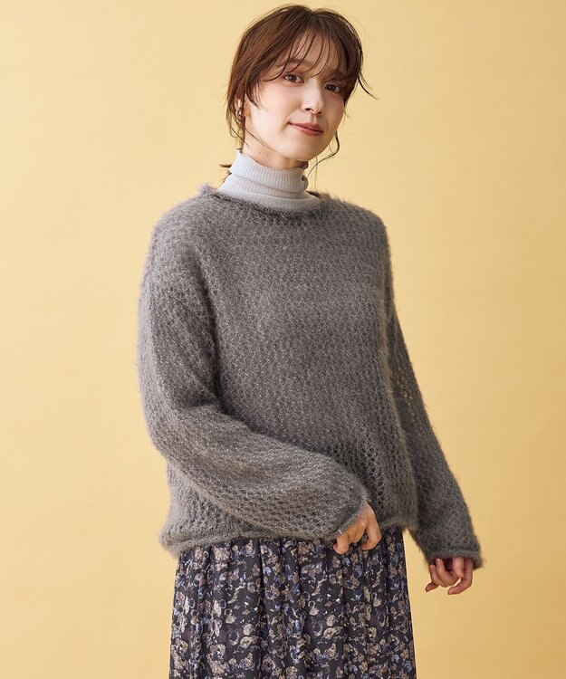 ANY レーシーネットニット チャコール