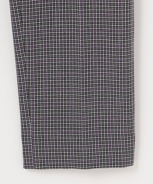 自由区 【洗える/撥水加工】TRギャバ チェック テーパードパンツ グレー系3