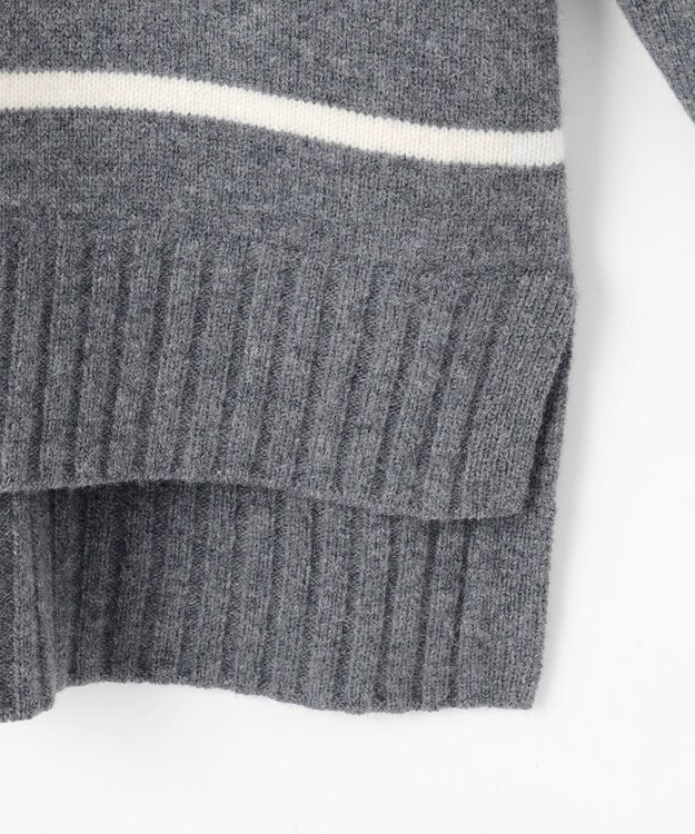 自由区 ウールカシミヤブレンドハイネック ニット マルチボーダー