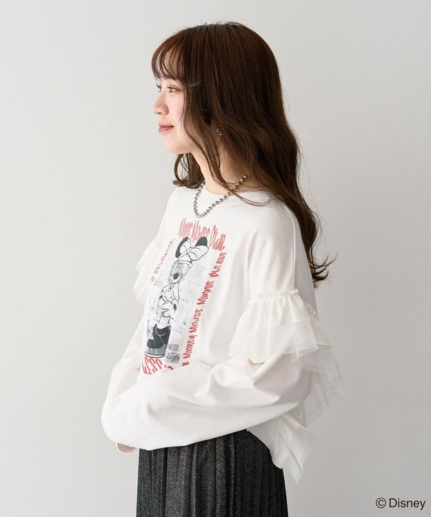 Green Parks ミッキー＆フレンズ／袖フリルショート丈ＴＥＥⅡ Off White